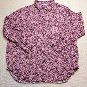 Calvin Klein Jeans long sleeve, pink, white, green button down shirt - size M